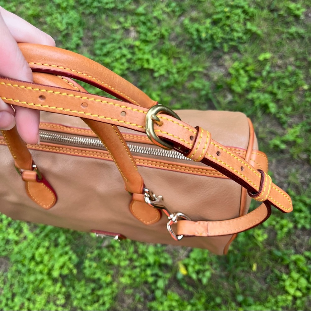 Dooney & Bourke leather barrel satchel in camel - Picture 11 of 15